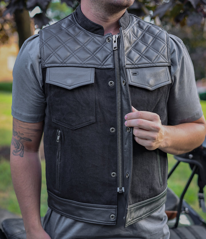 Shortie Vest | Phantom | Leather Riding Vest By Torque