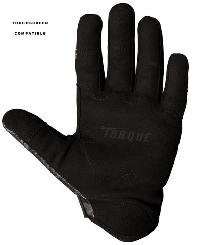 palm view of moto glove with touch screen compatible material